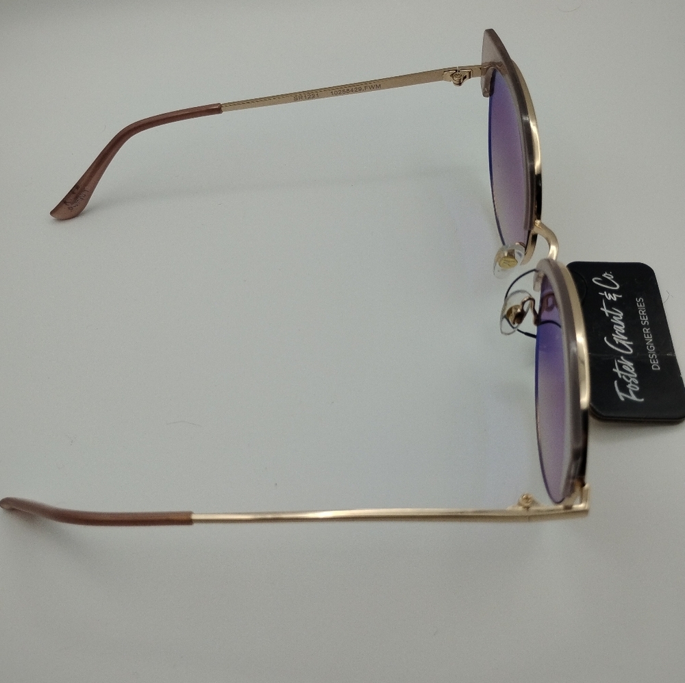 Foster Grant Gold Semi-Rimless Sunglasses - Picture 2 of 3